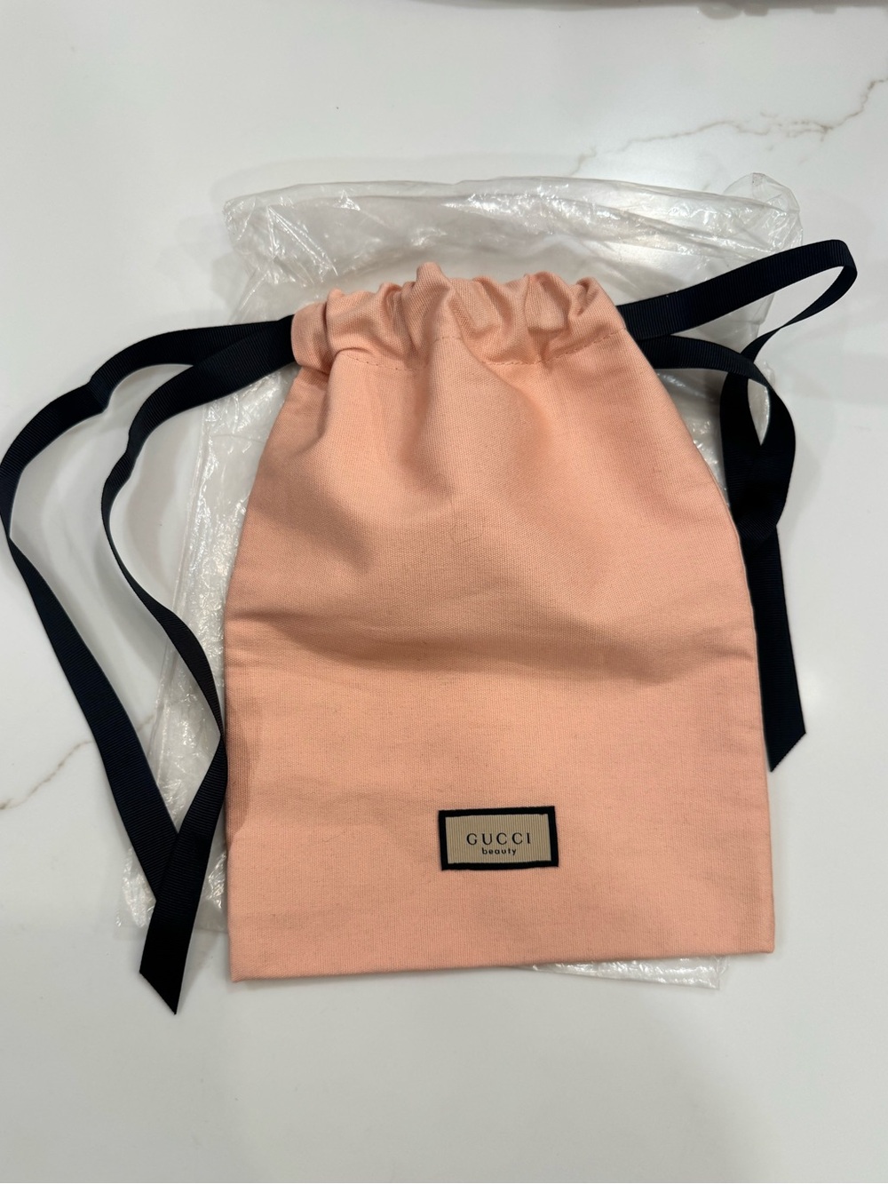 Gucci Beauty Pink/Peach Cotton Drawstring Bag NIP
